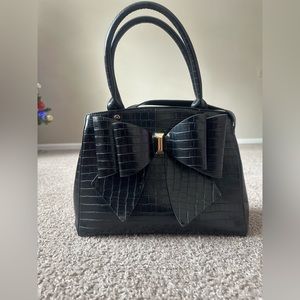 Black Bow Bag with Crossbody Strap